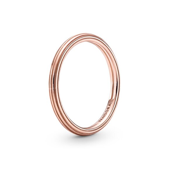 1k Rose Gold-Plated Ring Features Grooved Lines, Size 10.5 189591C00-64 - Picture 1 of 3